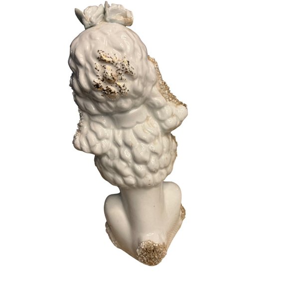 Vintage ceramic White Poodle Spaghetti Trim glitter - Picture 5 of 14